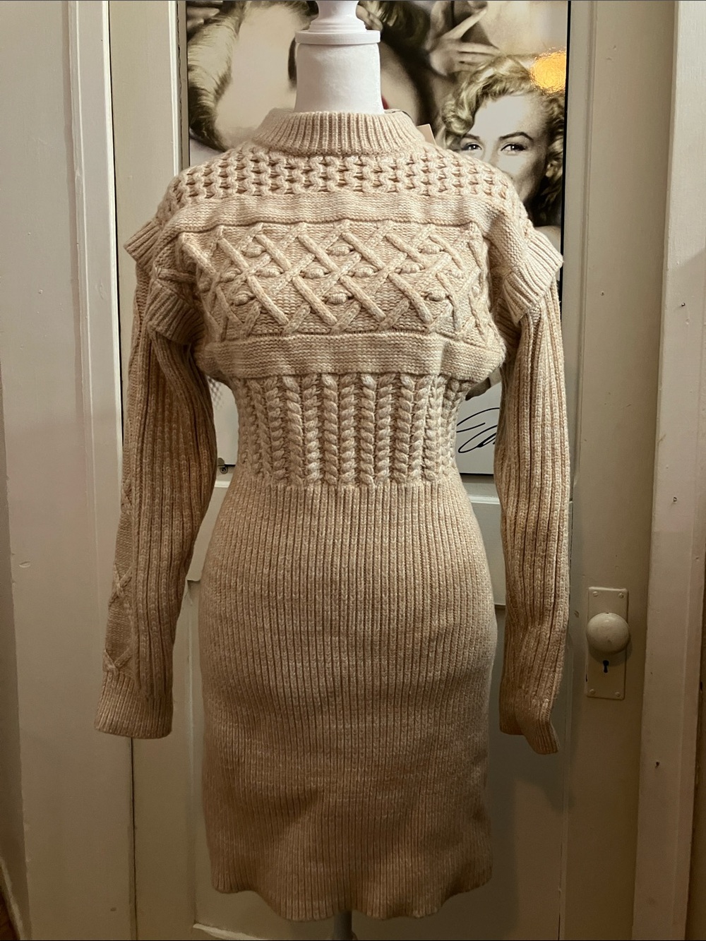 MINKPINK Cream Cable-Knit Sweater Dress